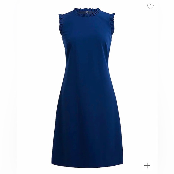 EUC J Crew Ruffle Neck Suit Dress 10 cobalt blue​ - Picture 2 of 6